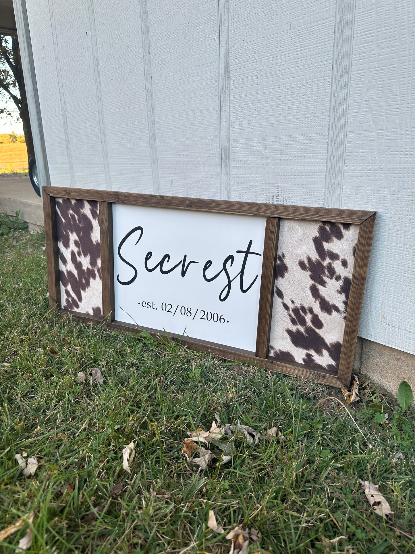 Custom Cowhide Name Sign