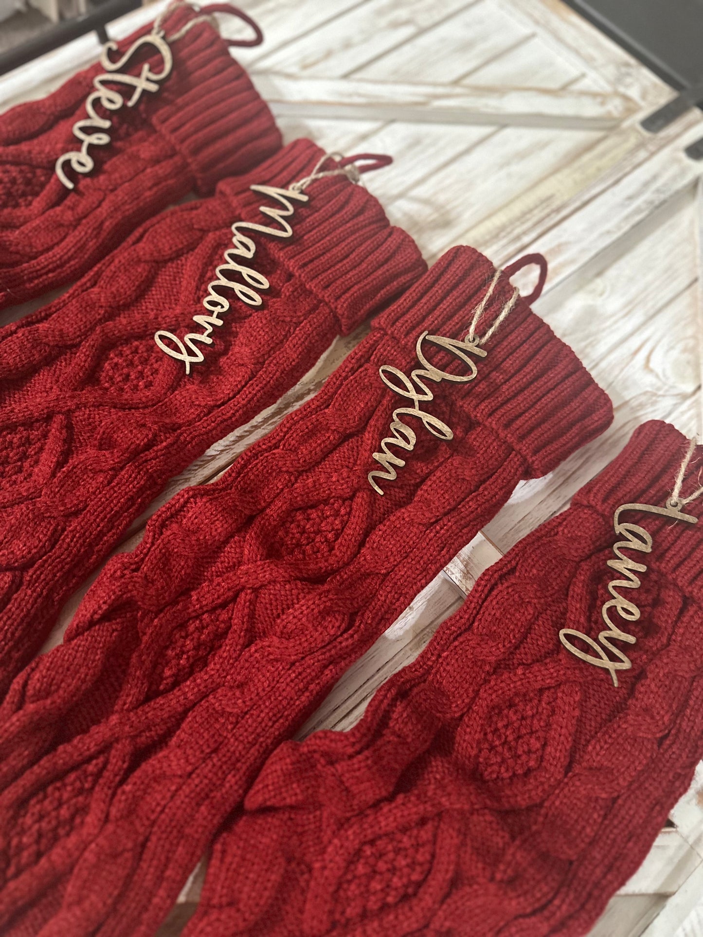 Wood Stocking Name Tag