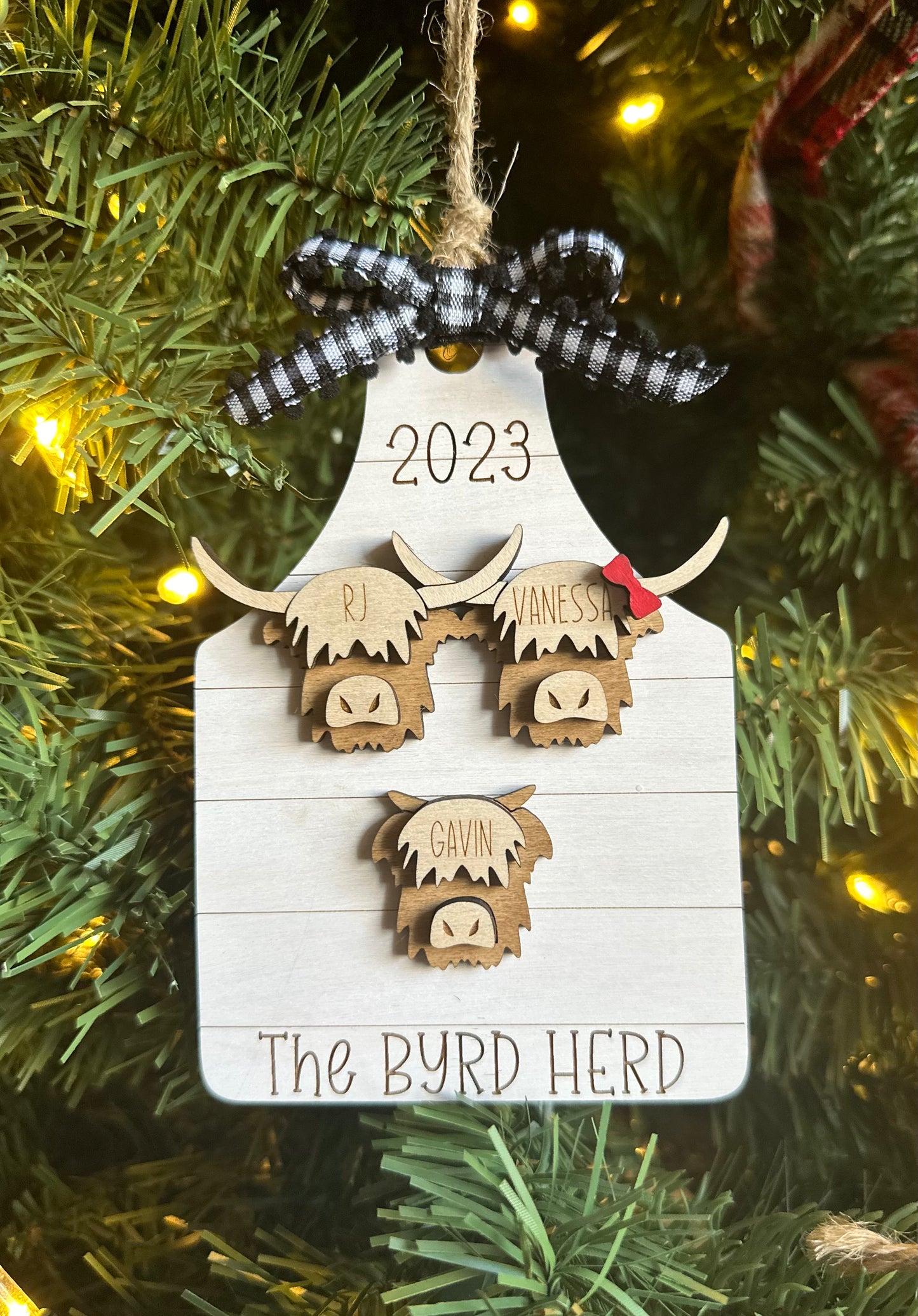 Personalized Highland Cow Family Ornament
