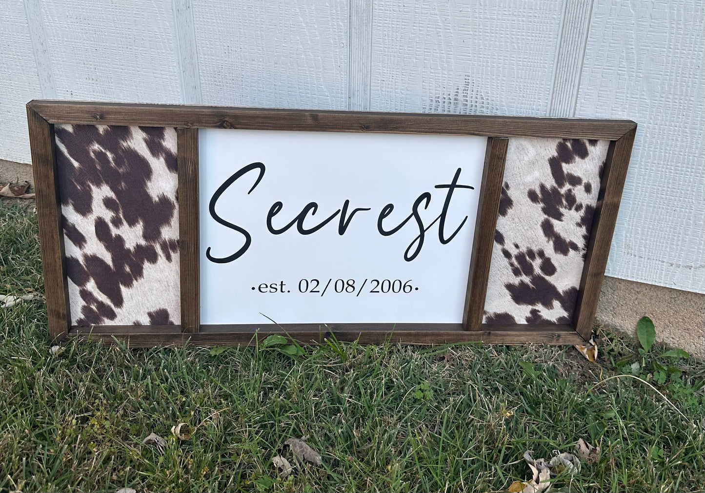Custom Cowhide Name Sign