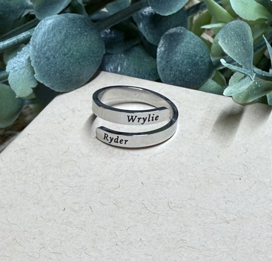 Engraved 2 Name Ring (Silver, Gold, Rose Gold)