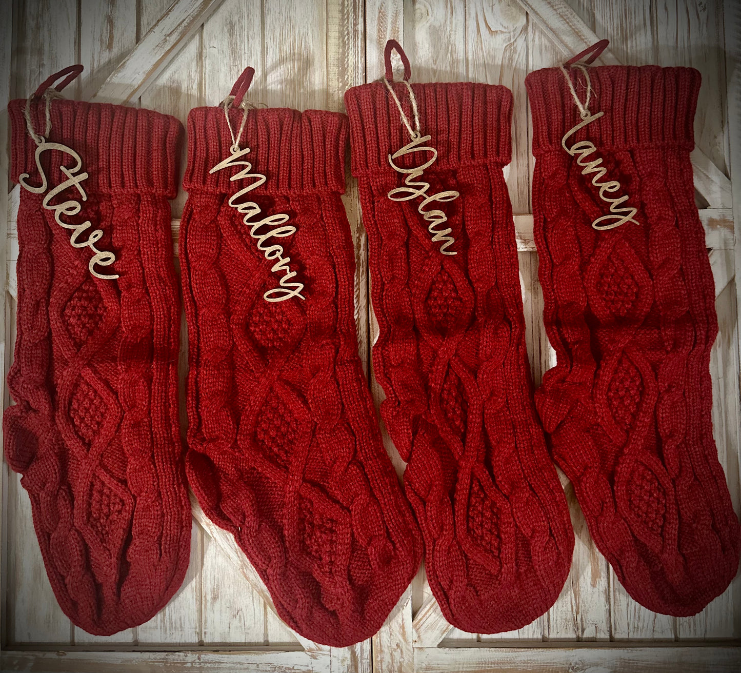 Wood Stocking Name Tag