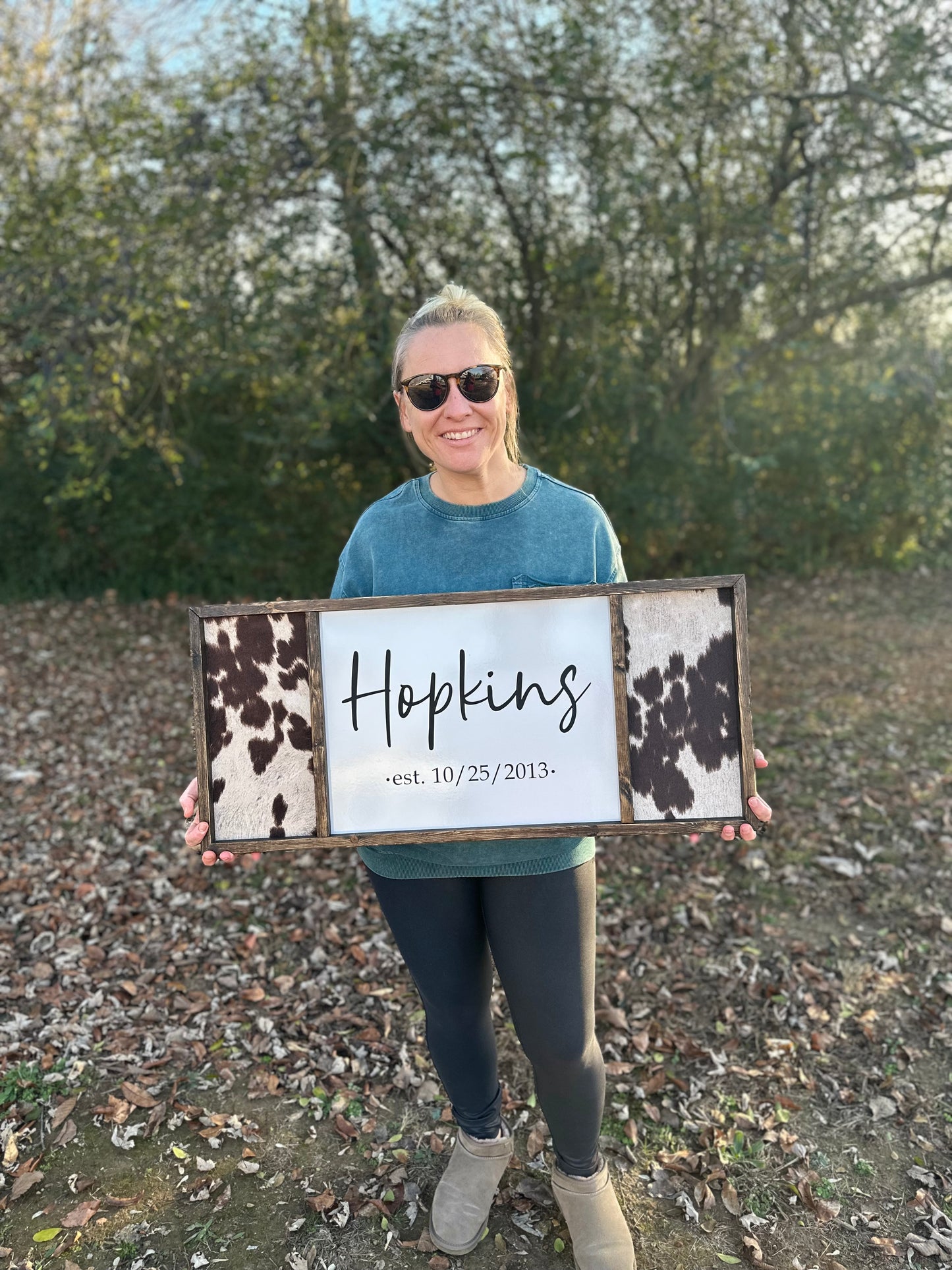 Custom Cowhide Name Sign