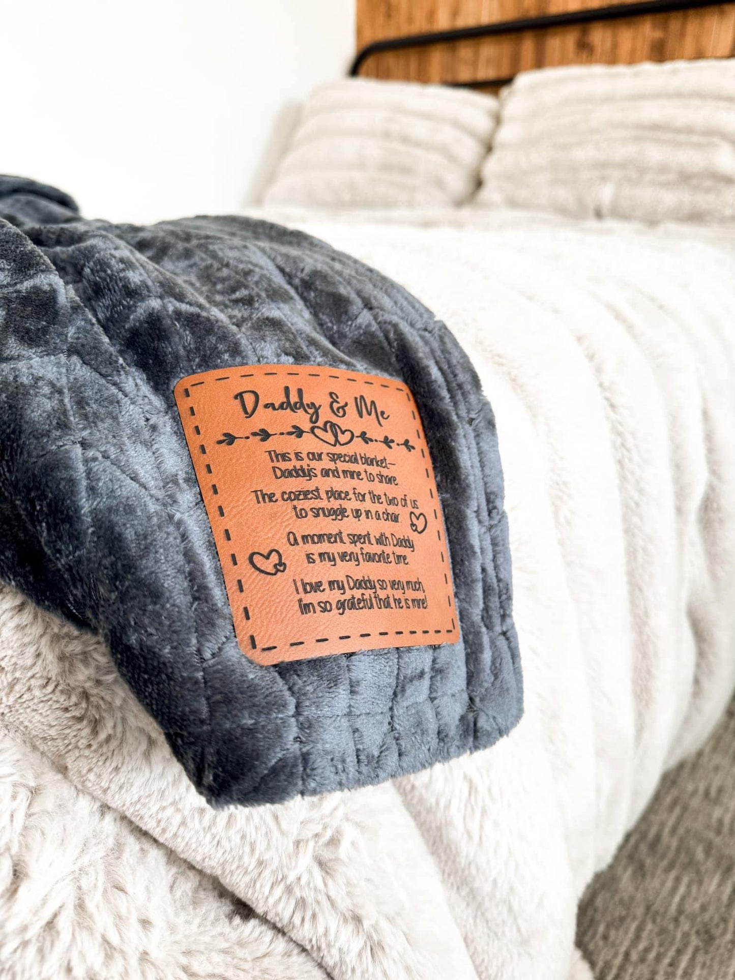 Personalized Leather Tag Blanket
