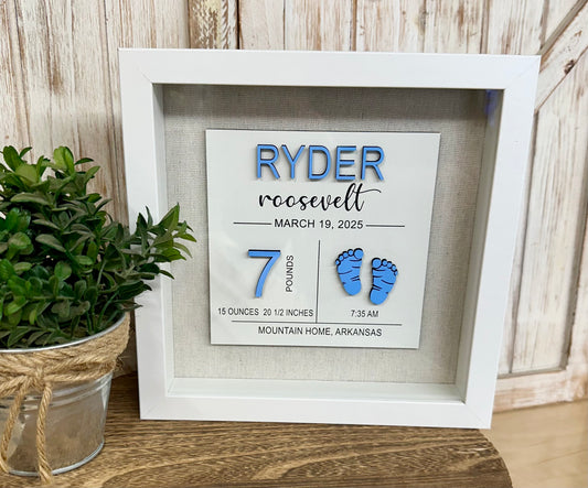 Personalized Baby Birth Stat Shadow Box