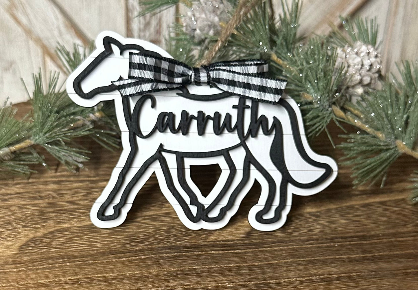 Personalized Farmhouse Ornament-Horse or Cow