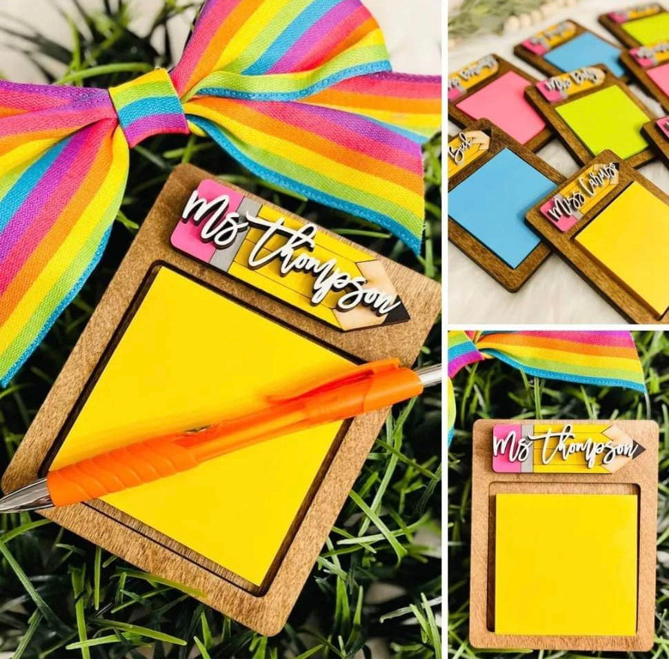 Personalized Teacher Post It Note Holder